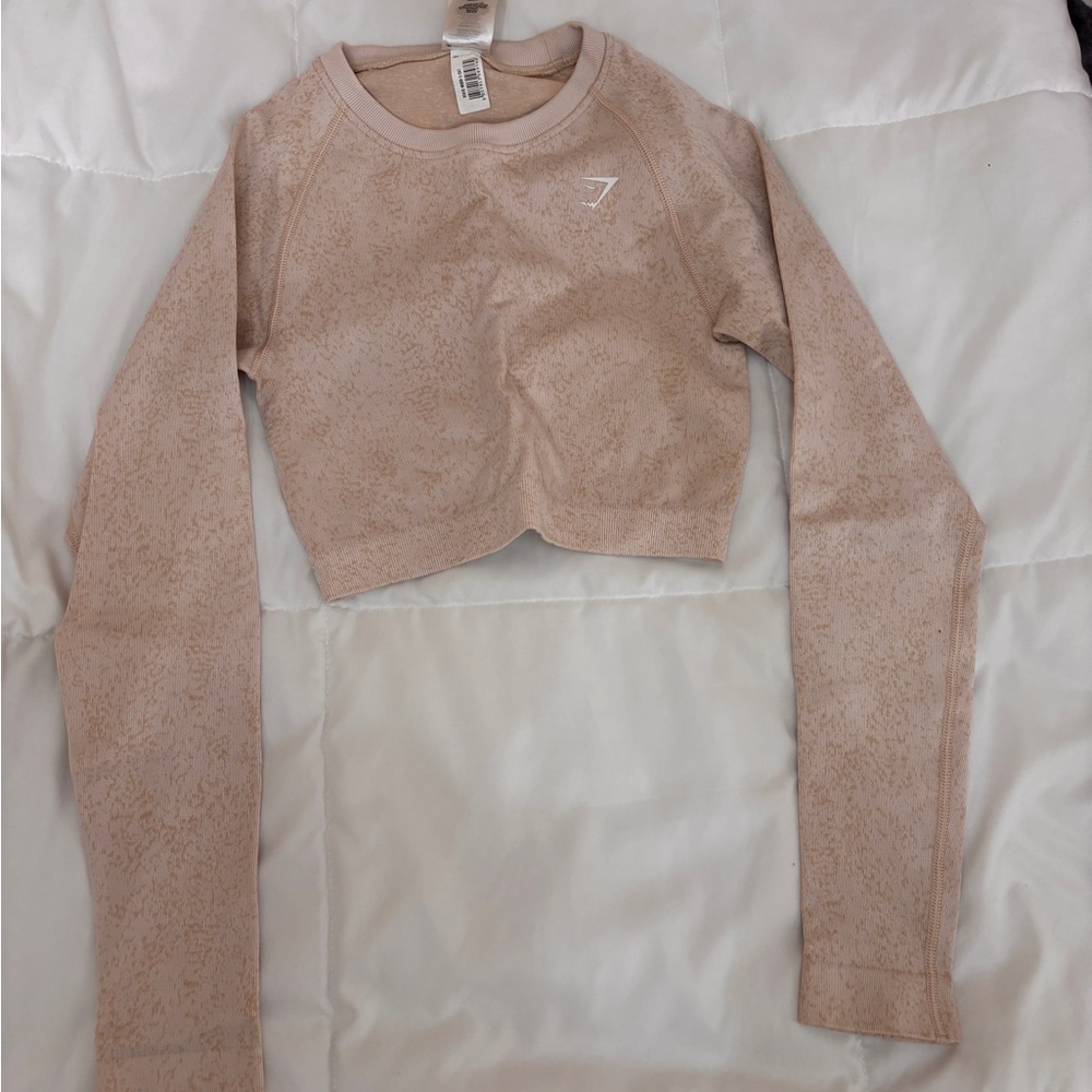 Gymshark Beige Cropped Long Sleeve Top